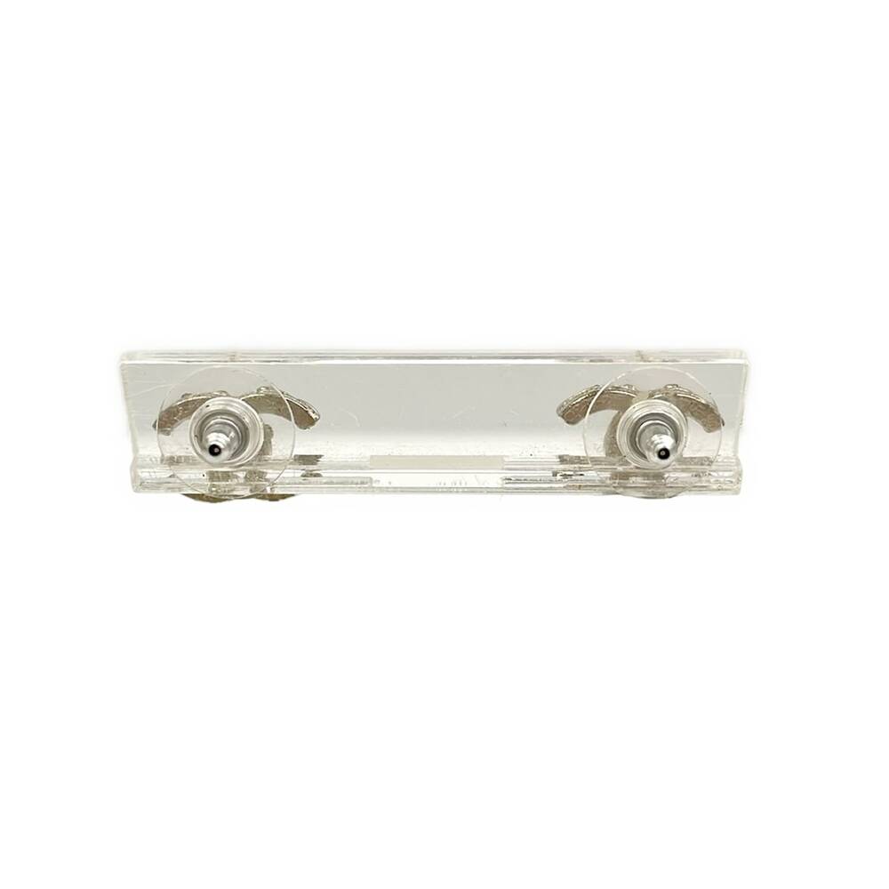 Chanel Coco Earrings Silver Clear Hardware Rhinestones - Picture 2 of 4